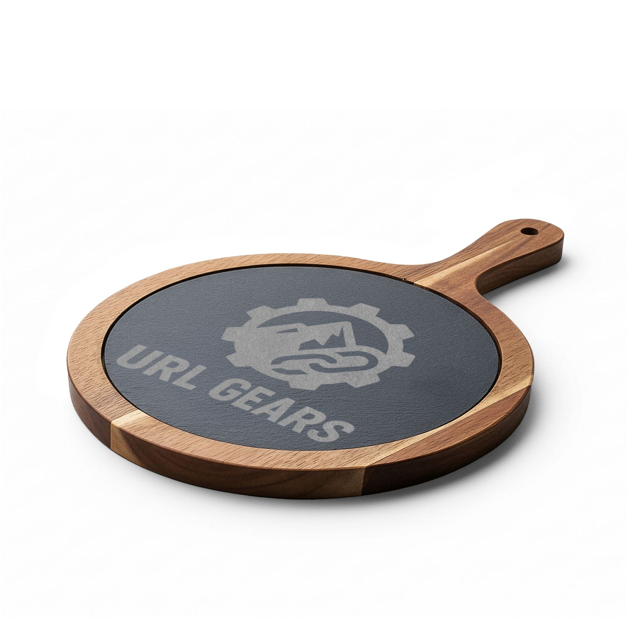 Engraved Acacia Charcuterie Board with Slate Insert & Cheese Knife Set