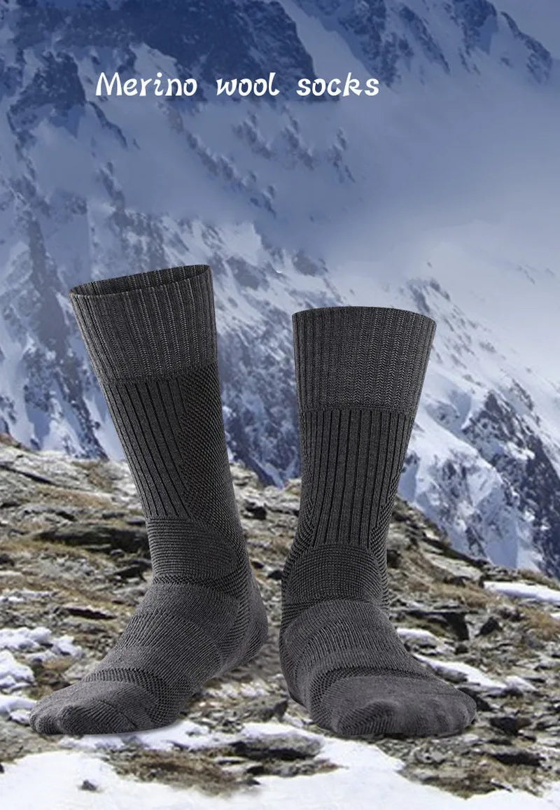 1 Pair Merino Wool Sock Winter Sock For Men Women Thick Mountaineering Hiking Sock Camping Thermal Sock Warm Sports Sock