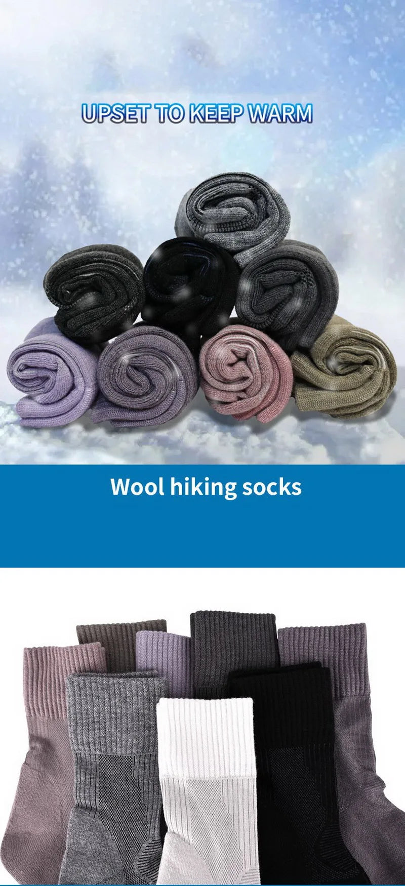 1 Pair Merino Wool Sock Winter Sock For Men Women Thick Mountaineering Hiking Sock Camping Thermal Sock Warm Sports Sock