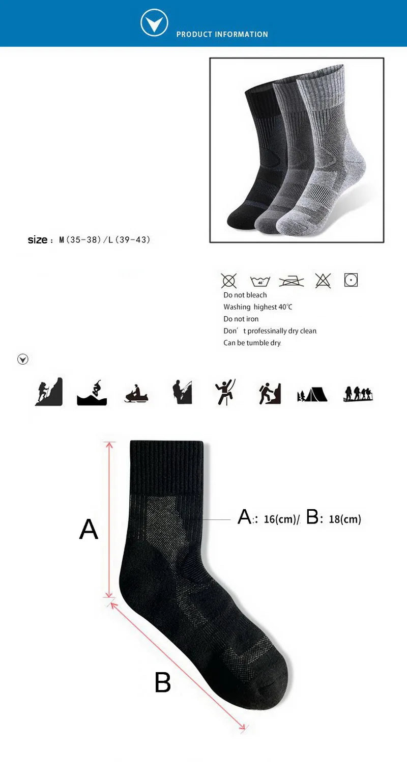 1 Pair Merino Wool Sock Winter Sock For Men Women Thick Mountaineering Hiking Sock Camping Thermal Sock Warm Sports Sock