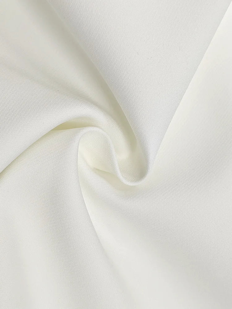 Beautyblue 2025 Summer New V-neck Collar White Suit Blazer Vest Jacket Buttoned Shoulder Pad Zipper Commuter Sleeveless Coat