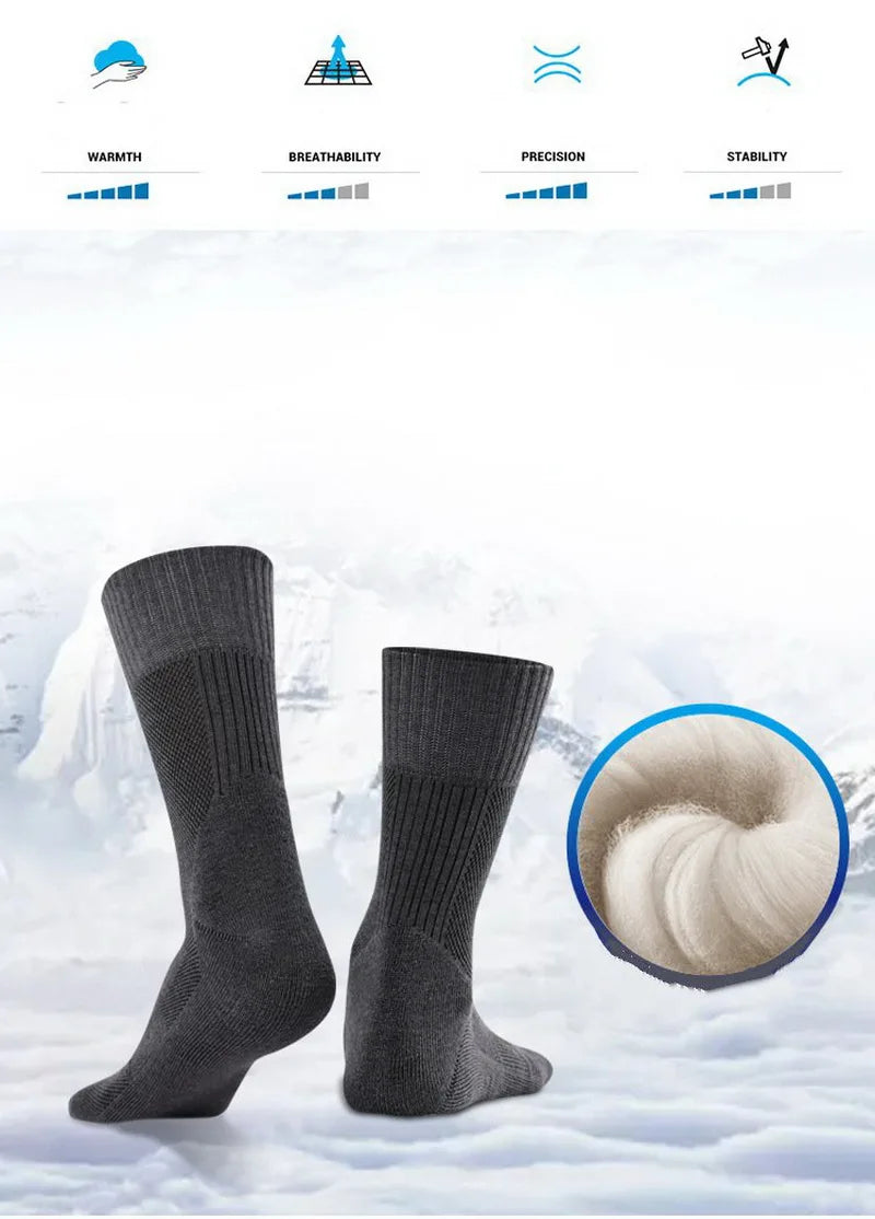 1 Pair Merino Wool Sock Winter Sock For Men Women Thick Mountaineering Hiking Sock Camping Thermal Sock Warm Sports Sock